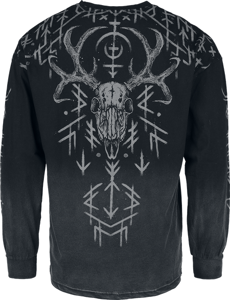 T-shirt manches longues  de Black Premium by EMP - relaxed fit Longsleeve With Runes Print - M à XXL - pour Homme - noir/gris - Black Premium by EMP - View 2