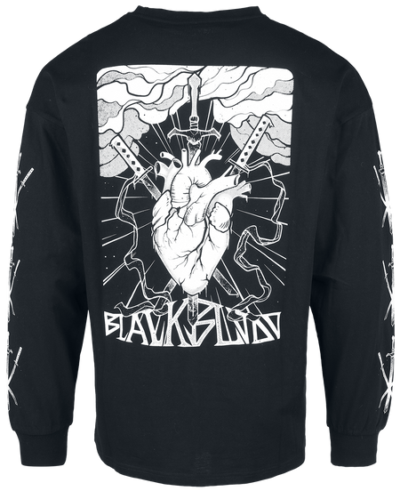 T-shirt manches longues  de Black Blood by Gothicana - Haut avec Imprimés Cœur & Épée - M à XXL - pour Homme - noir - Black Blood by Gothicana - View 2