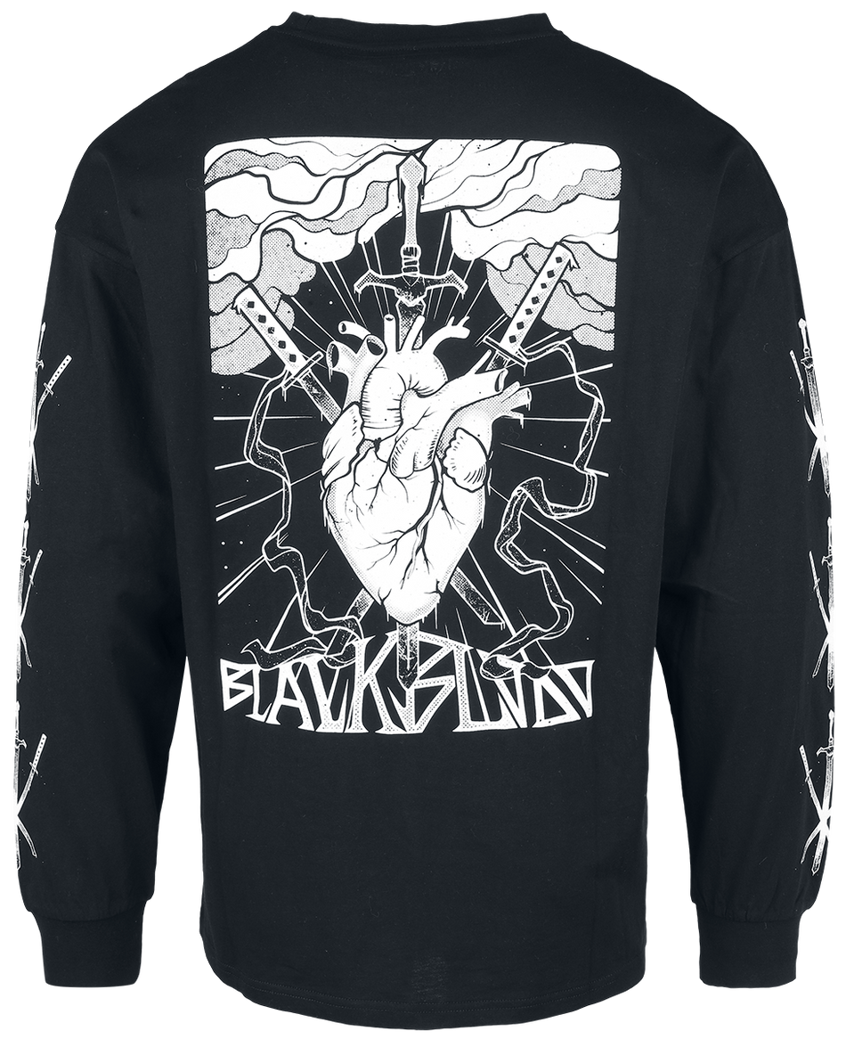T-shirt manches longues  de Black Blood by Gothicana - Haut avec Imprimés Cœur & Épée - M à XXL - pour Homme - noir - Black Blood by Gothicana - View 2