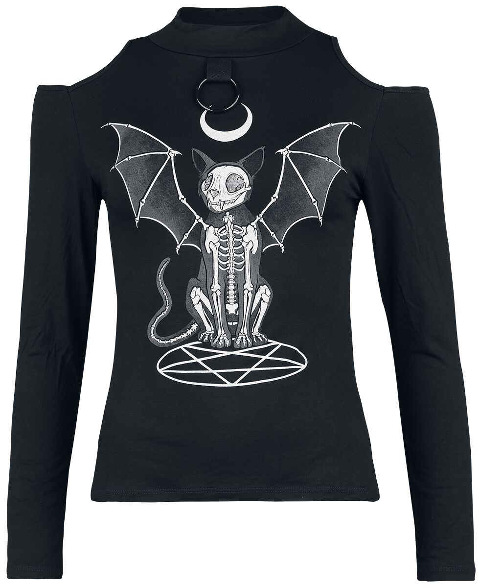 T-shirt manches longues Gothic de Gothicana by EMP - Haut Manches Longues avec Découpes - L à XL - pour Femme - noir - Gothicana by EMP
