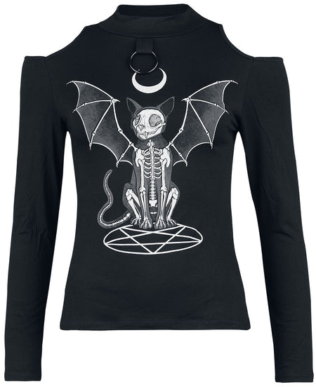 T-shirt manches longues Gothic de Gothicana by EMP - Haut Manches Longues avec Découpes - L à XL - pour Femme - noir - Gothicana by EMP