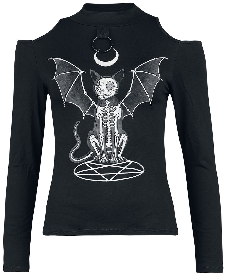 T-shirt manches longues Gothic de Gothicana by EMP - Haut Manches Longues avec Découpes - L à XL - pour Femme - noir - Gothicana by EMP