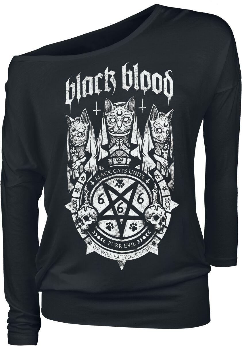 T-shirt manches longues  de Black Blood by Gothicana - S à XXL - pour Femme - noir - Black Blood by Gothicana