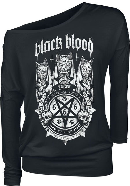 T-shirt manches longues  de Black Blood by Gothicana - S à XXL - pour Femme - noir - Black Blood by Gothicana
