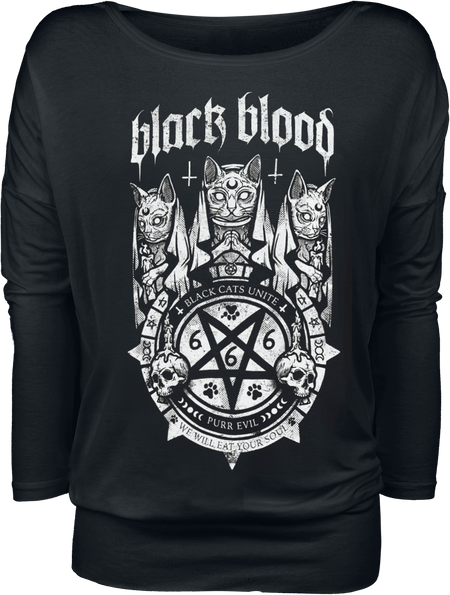 T-shirt manches longues  de Black Blood by Gothicana - S à XXL - pour Femme - noir - Black Blood by Gothicana - View 2