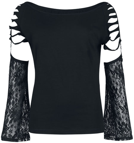 T-shirt manches longues Gothic de Gothicana by EMP - Days Without - M à XL - pour Femme - noir - Gothicana by EMP
