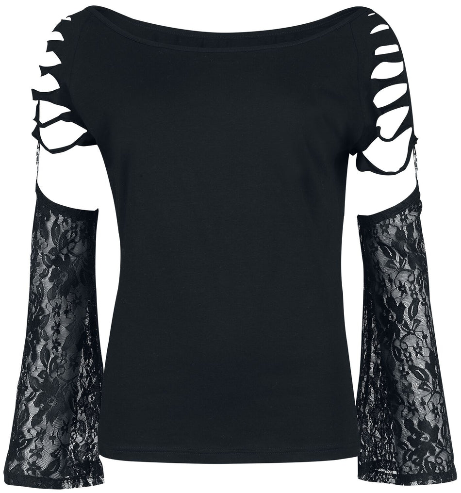 T-shirt manches longues Gothic de Gothicana by EMP - Days Without - M à XL - pour Femme - noir - Gothicana by EMP