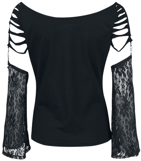 T-shirt manches longues Gothic de Gothicana by EMP - Days Without - M à XL - pour Femme - noir - Gothicana by EMP - View 2