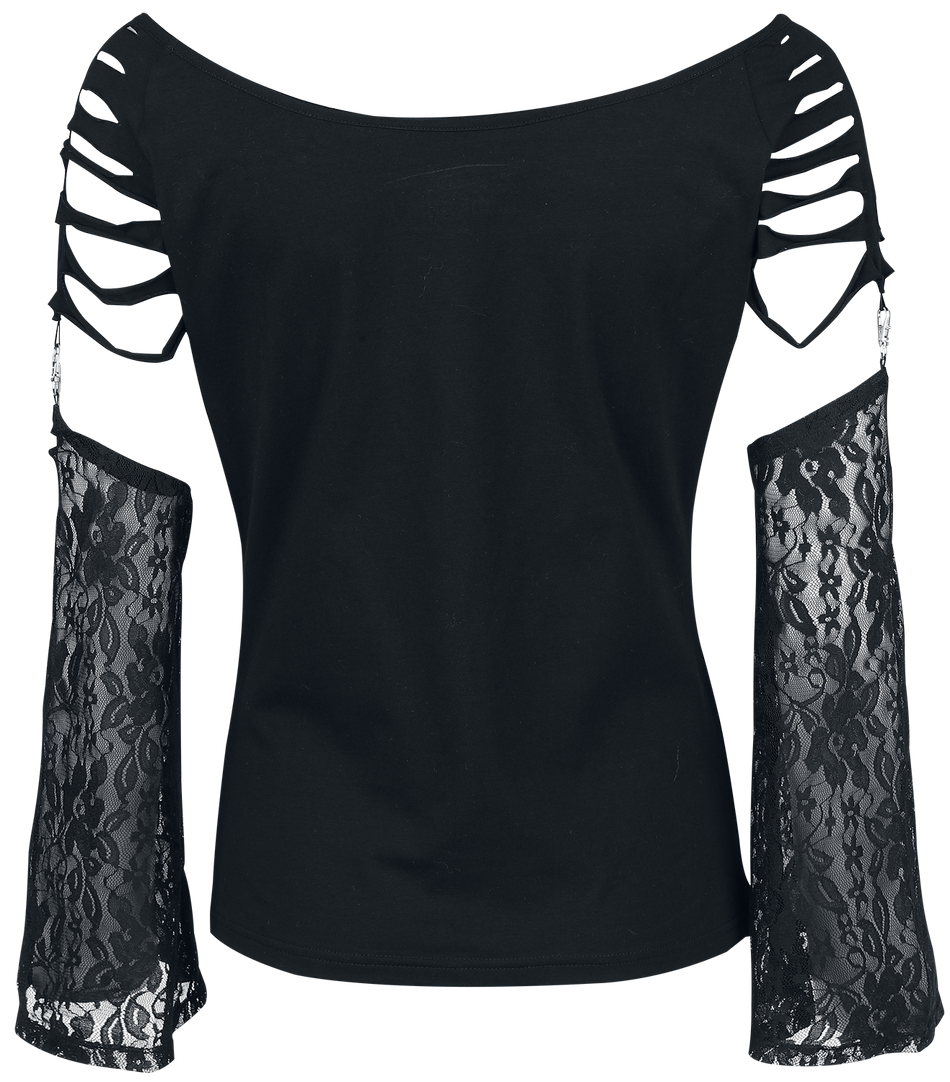 T-shirt manches longues Gothic de Gothicana by EMP - Days Without - M à XL - pour Femme - noir - Gothicana by EMP - View 2