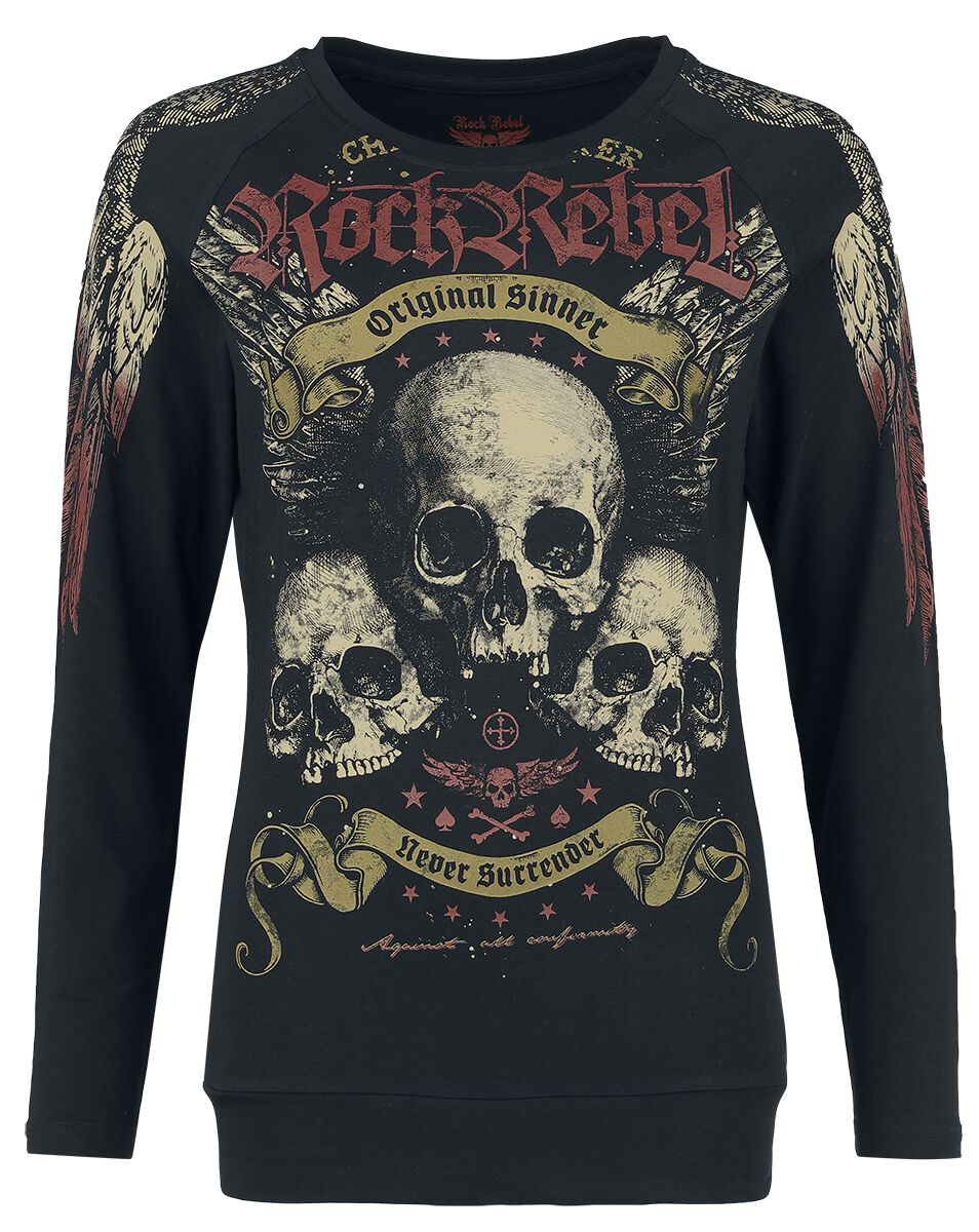 T-shirt manches longues  de Rock Rebel by EMP - Original Sinner - S à M - pour Femme - noir - Rock Rebel by EMP