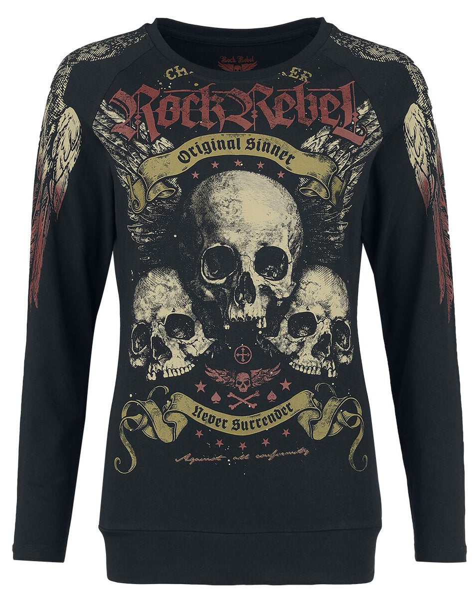 T-shirt manches longues  de Rock Rebel by EMP - Original Sinner - S à M - pour Femme - noir - Rock Rebel by EMP