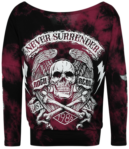 T-shirt manches longues  de Rock Rebel by EMP - Haut Manches Longues Tie Dye - S à L - pour Femme - noir/rouge foncé - Rock Rebel by EMP - View 2
