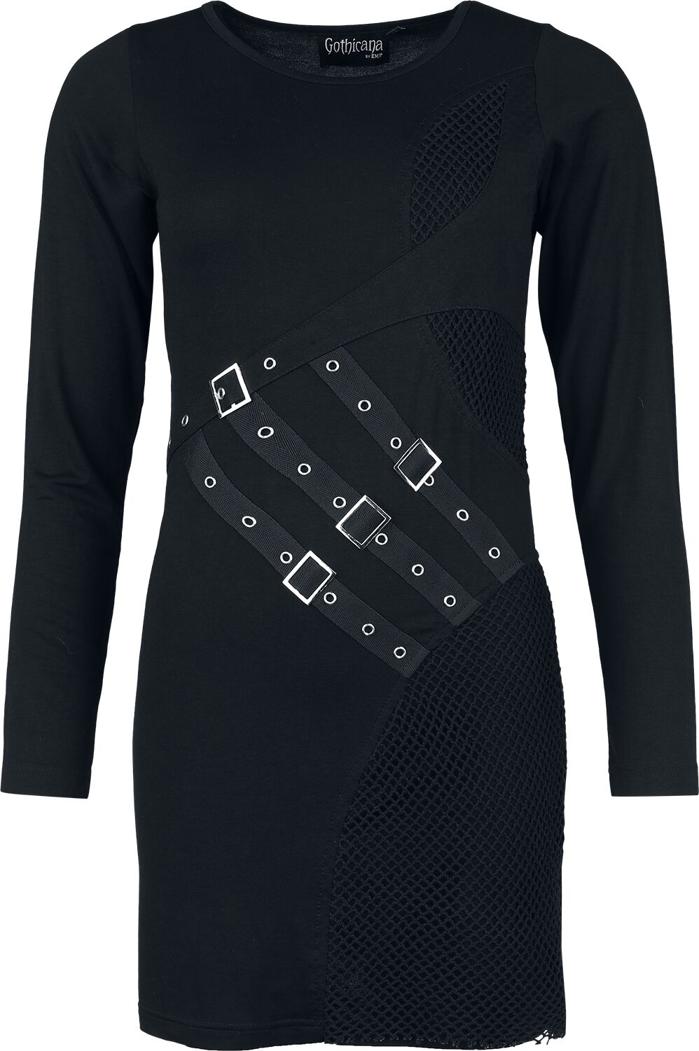 Robe courte Gothic de Gothicana by EMP - Dress With Belts And Buckles - S à M - pour Femme - noir - Gothicana by EMP