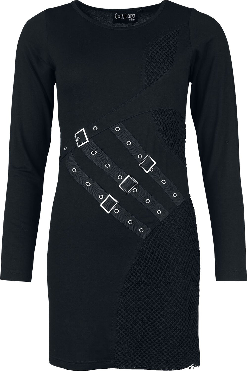 Robe courte Gothic de Gothicana by EMP - Dress With Belts And Buckles - S à M - pour Femme - noir - Gothicana by EMP