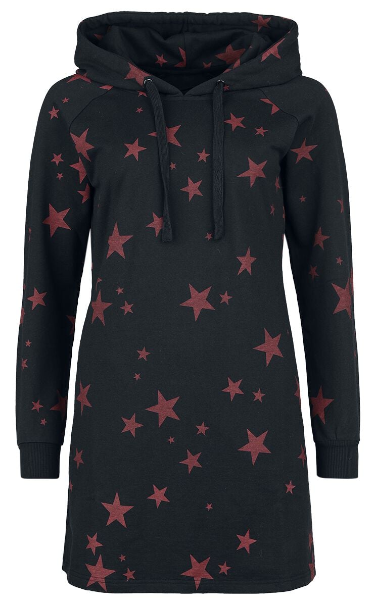 Robe courte  de RED by EMP - Robe à Capuche avec Étoiles - S - pour Femme - noir/rouge foncé - RED by EMP