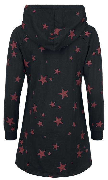 Robe courte  de RED by EMP - Robe à Capuche avec Étoiles - S - pour Femme - noir/rouge foncé - RED by EMP - View 2