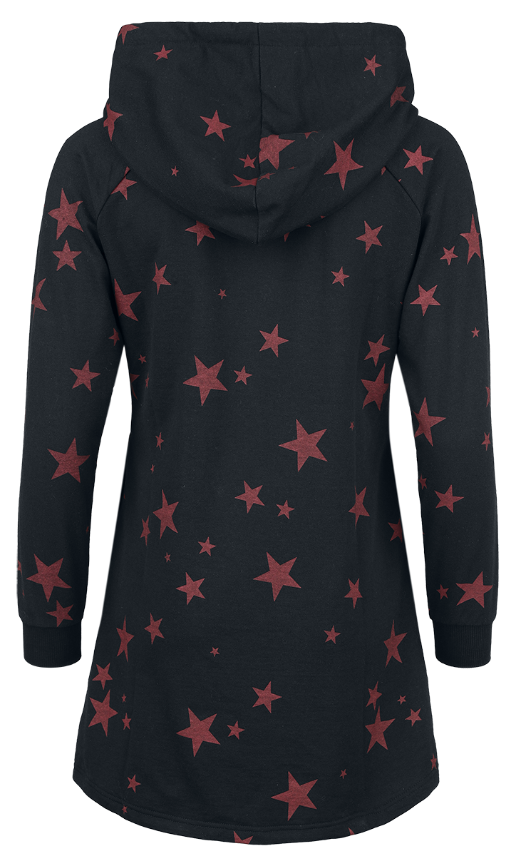 Robe courte  de RED by EMP - Robe à Capuche avec Étoiles - S - pour Femme - noir/rouge foncé - RED by EMP - View 2