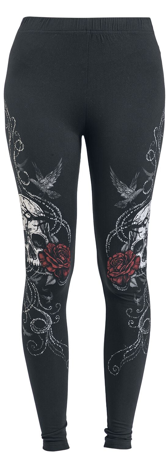 Legging  de Black Premium by EMP - Leggings With Skull And Roses Print - S à XXL - pour Femme - noir - Black Premium by EMP