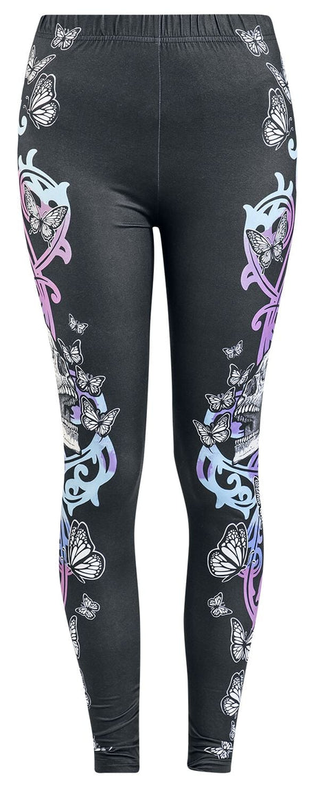 Legging  de Full Volume by EMP - Leggings With Skull And Butterfly Print - S à M - pour Femme - noir - Full Volume by EMP