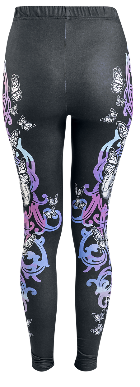 Legging  de Full Volume by EMP - Leggings With Skull And Butterfly Print - S à M - pour Femme - noir - Full Volume by EMP - View 2