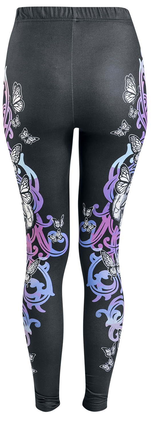 Legging  de Full Volume by EMP - Leggings With Skull And Butterfly Print - S à M - pour Femme - noir - Full Volume by EMP - View 2