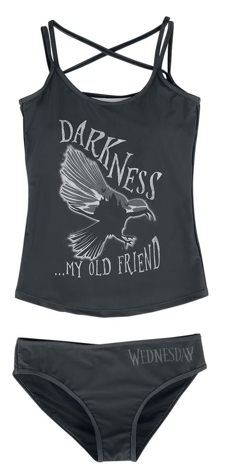 Bikini Gothic de Wednesday - Darkness... My Old Friend - S à 3XL - pour Femme - noir - Wednesday