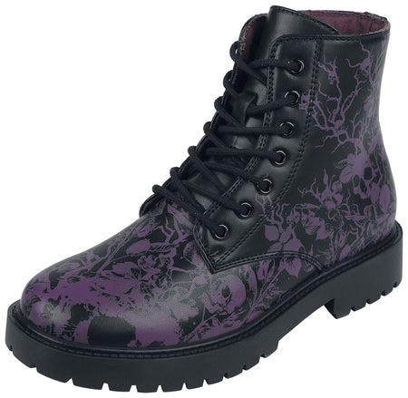 Bottes  de Black Premium by EMP - Bottes avec motif crâne fleuri - EU37 à EU41 - pour Femme - noir - Black Premium by EMP