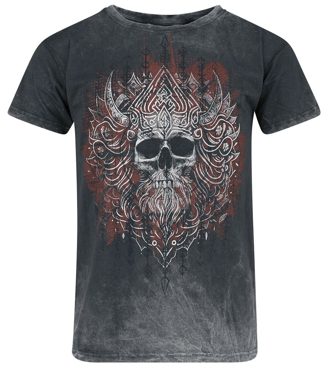T-Shirt Manches courtes  de Outer Vision - Viking Skull - S à 4XL - pour Homme - gris - Outer Vision