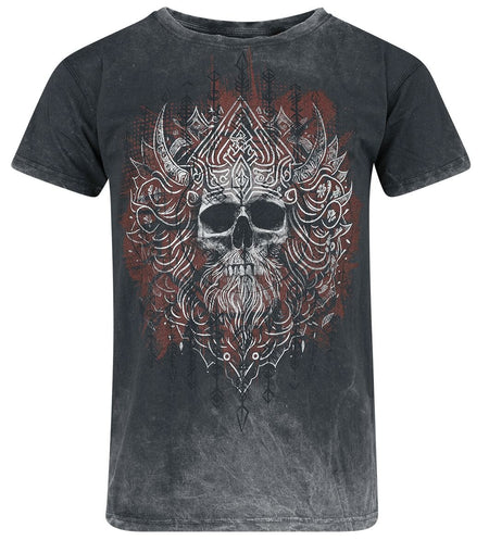 T-Shirt Manches courtes  de Outer Vision - Viking Skull - S à 4XL - pour Homme - gris - Outer Vision