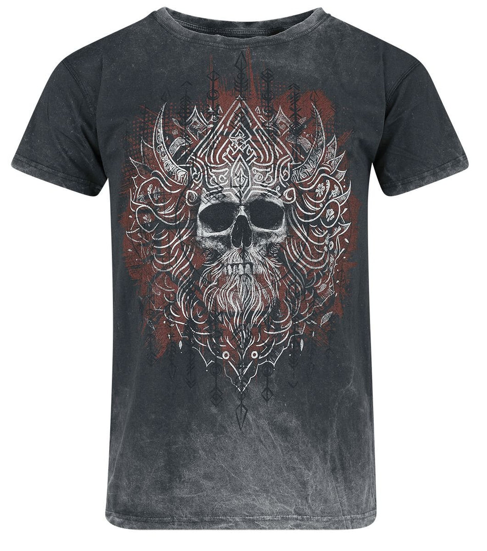 T-Shirt Manches courtes  de Outer Vision - Viking Skull - S à 4XL - pour Homme - gris - Outer Vision