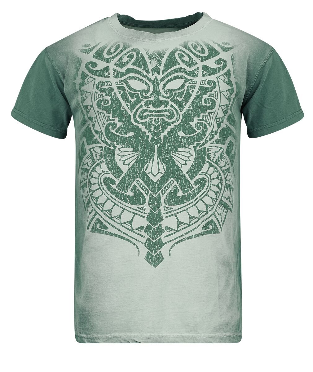 T-Shirt Manches courtes  de Outer Vision - Aztec Mask Tattoo - S à 4XL - pour Homme - blanc/turquoise - Outer Vision