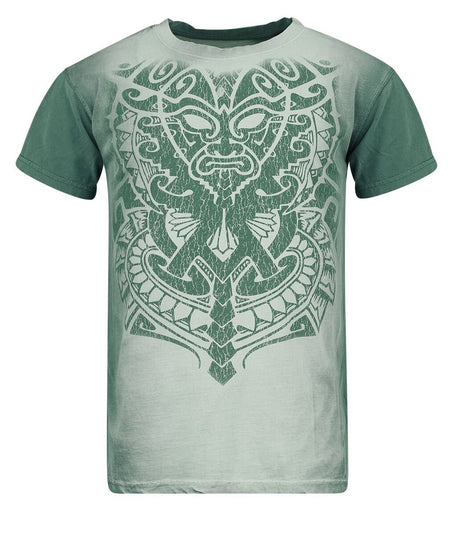 T-Shirt Manches courtes  de Outer Vision - Aztec Mask Tattoo - S à 4XL - pour Homme - blanc/turquoise - Outer Vision