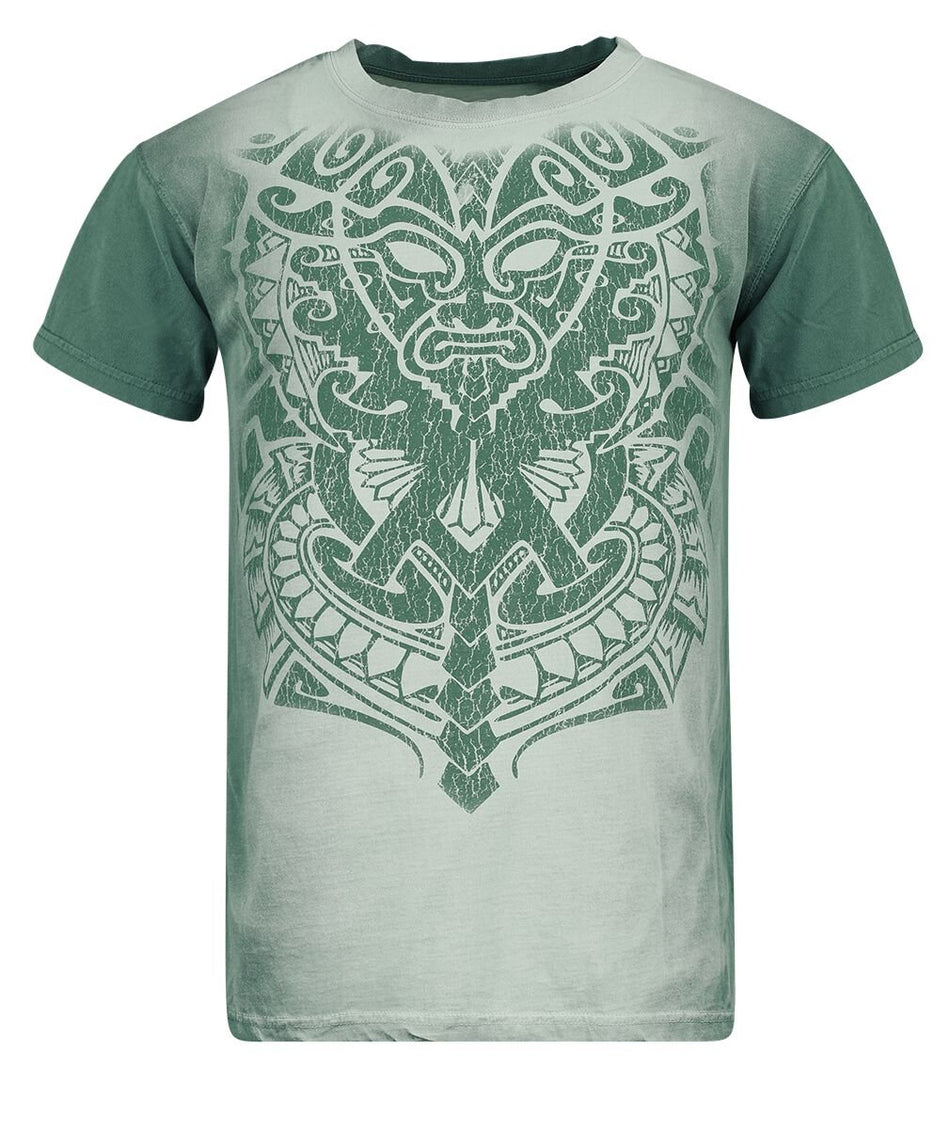 T-Shirt Manches courtes  de Outer Vision - Aztec Mask Tattoo - S à 4XL - pour Homme - blanc/turquoise - Outer Vision
