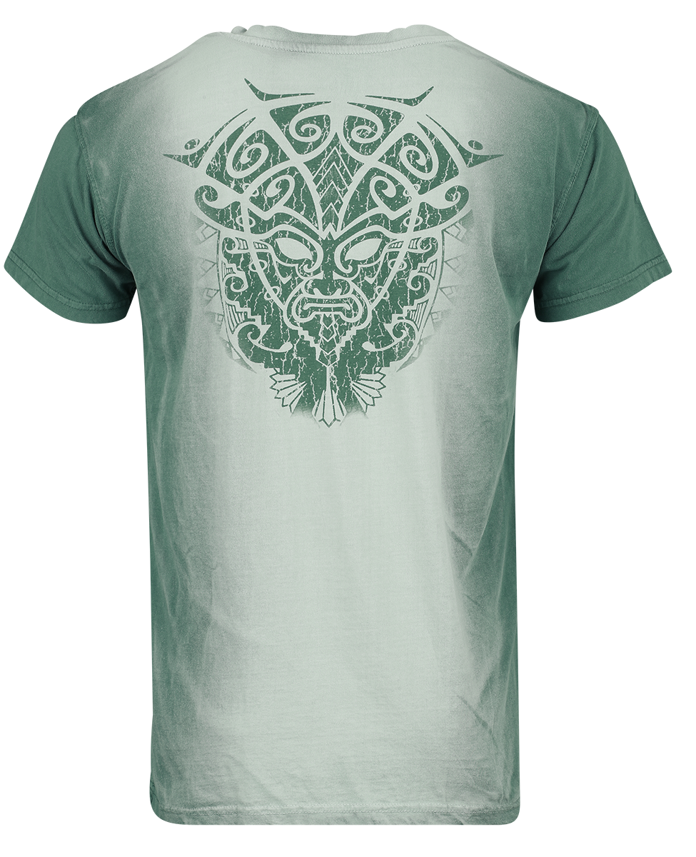 T-Shirt Manches courtes  de Outer Vision - Aztec Mask Tattoo - S à 4XL - pour Homme - blanc/turquoise - Outer Vision - View 2