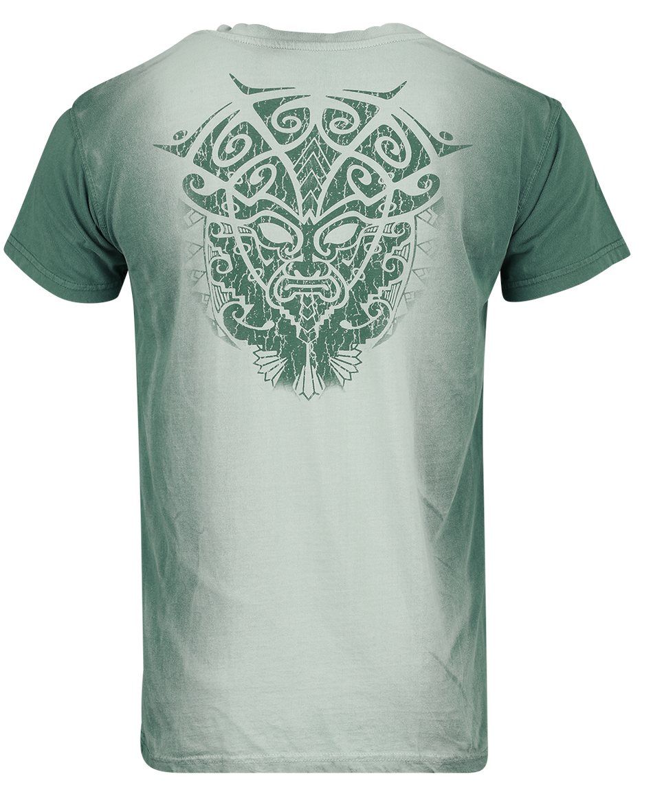 T-Shirt Manches courtes  de Outer Vision - Aztec Mask Tattoo - S à 4XL - pour Homme - blanc/turquoise - Outer Vision - View 2
