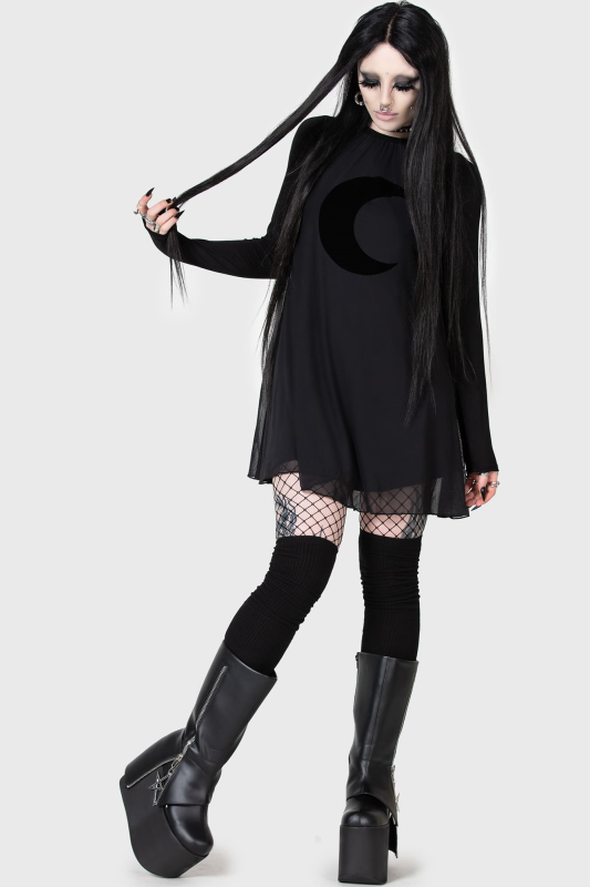 Robe courte Gothic de KIHILIST by KILLSTAR - Lunar Apex Raglan Dress - XS à XXL - pour Femme - noir - KIHILIST by KILLSTAR - View 2