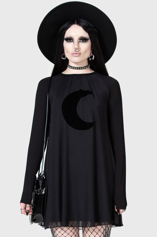 Robe courte Gothic de KIHILIST by KILLSTAR - Lunar Apex Raglan Dress - XS à XXL - pour Femme - noir - KIHILIST by KILLSTAR