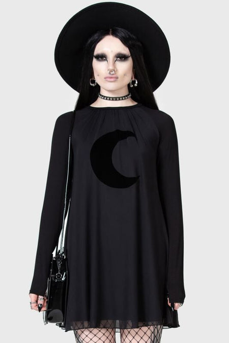 Robe courte Gothic de KIHILIST by KILLSTAR - Lunar Apex Raglan Dress - XS à XXL - pour Femme - noir - KIHILIST by KILLSTAR