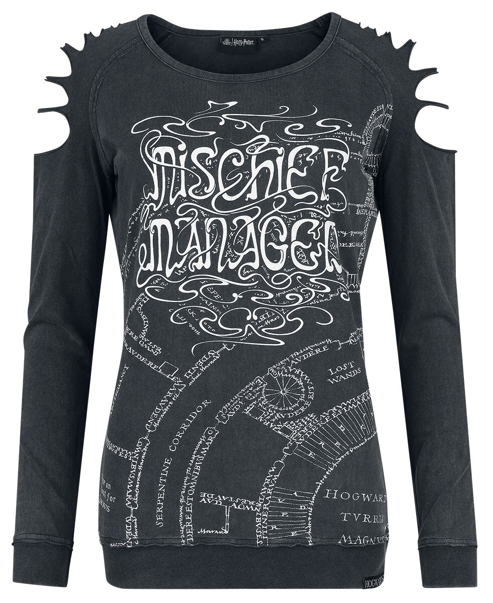 T-shirt manches longues  de Harry Potter - Mischief Managed - M à XXL - pour Femme - gris foncé - Harry Potter