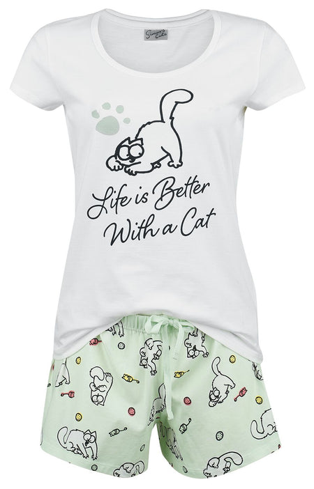 Pyjama  de Simon's Cat - Life Is Better With A Cat. - S à 3XL - pour Femme - multicolore - Simon's Cat