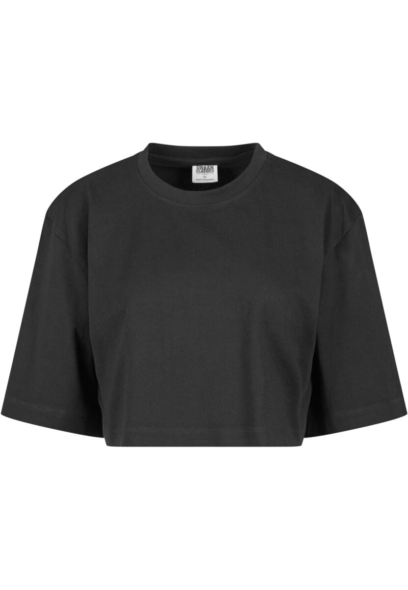 T-Shirt Manches courtes  de Urban Classics - T-Shirt Court Oversize Organique Heavy - S à 4XL - pour Femme - noir - Urban Classics