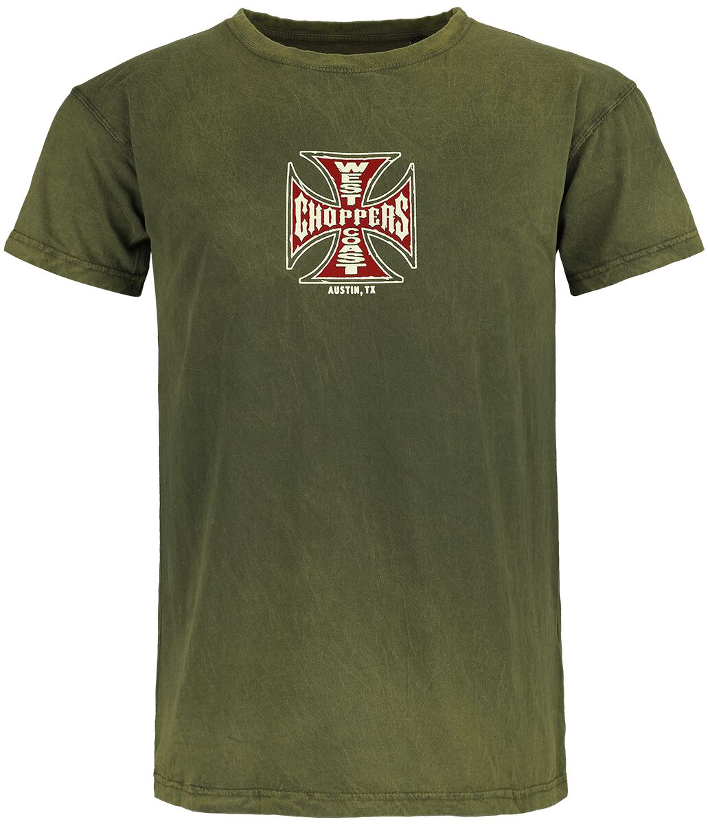 T-Shirt Manches courtes  de West Coast Choppers - WCC Motorcycle Co. - Vintage Green Wash - S à 3XL - pour Homme - vert - West Coast Choppers