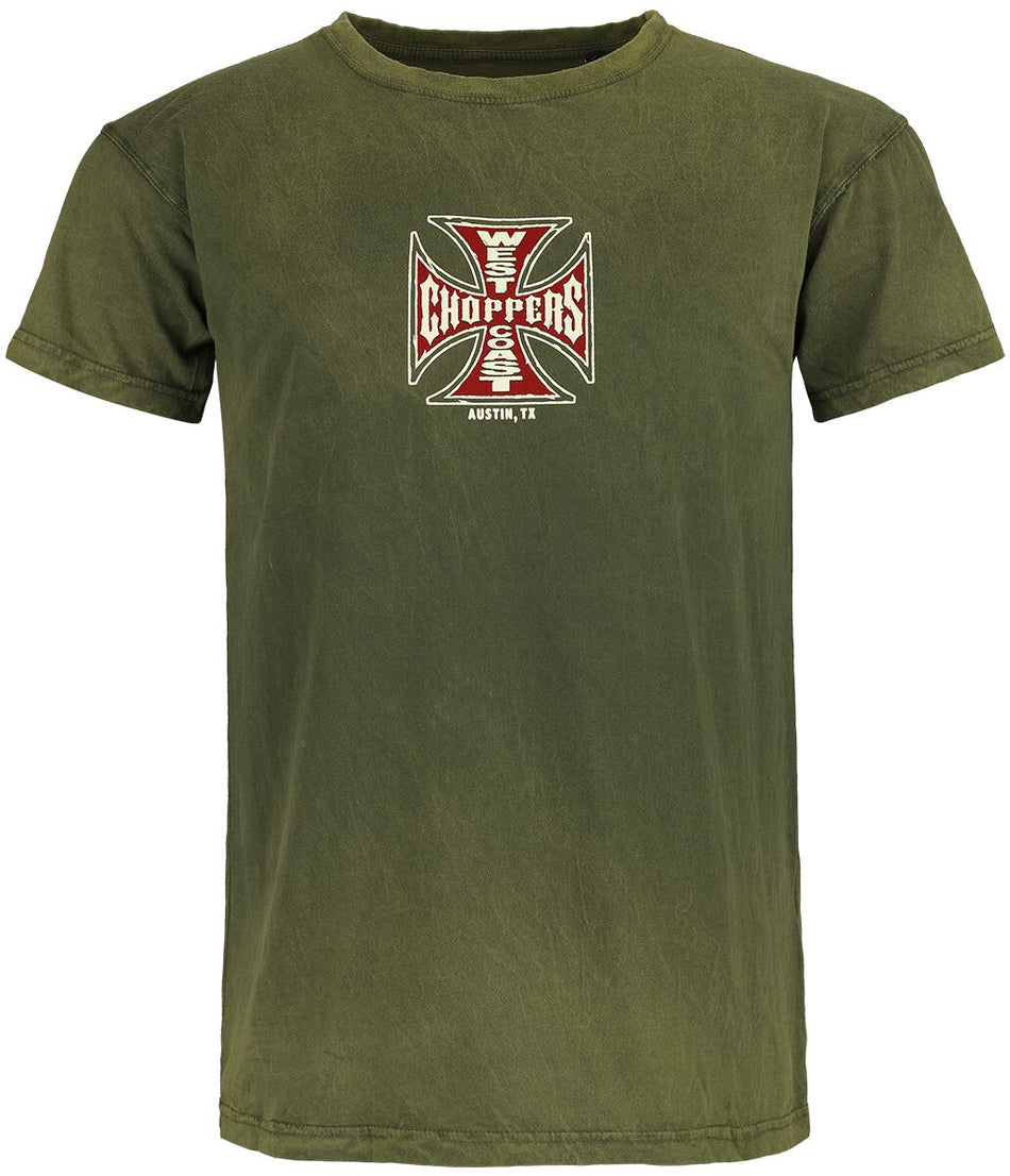 T-Shirt Manches courtes  de West Coast Choppers - WCC Motorcycle Co. - Vintage Green Wash - S à 3XL - pour Homme - vert - West Coast Choppers