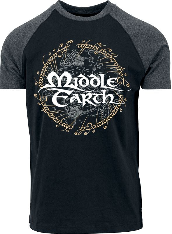 T-Shirt Manches courtes  de Le Seigneur Des Anneaux - Middle Earth - M à XXL - pour Homme - anthracite/noir - Le Seigneur Des Anneaux