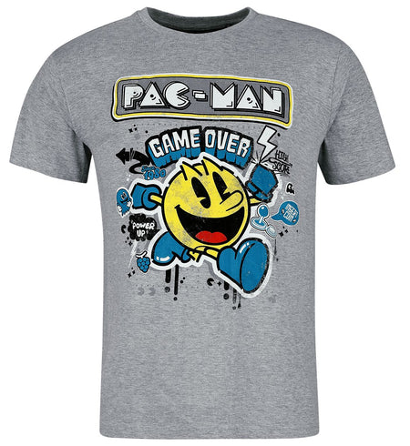 T-Shirt Manches courtes Gaming de Pac-Man - Stencil Art - S à XXL - pour Homme - gris chiné - Pac-Man