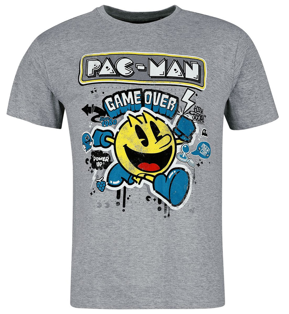 T-Shirt Manches courtes Gaming de Pac-Man - Stencil Art - S à XXL - pour Homme - gris chiné - Pac-Man
