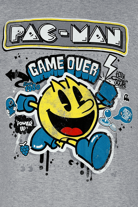 T-Shirt Manches courtes Gaming de Pac-Man - Stencil Art - S à XXL - pour Homme - gris chiné - Pac-Man - View 2