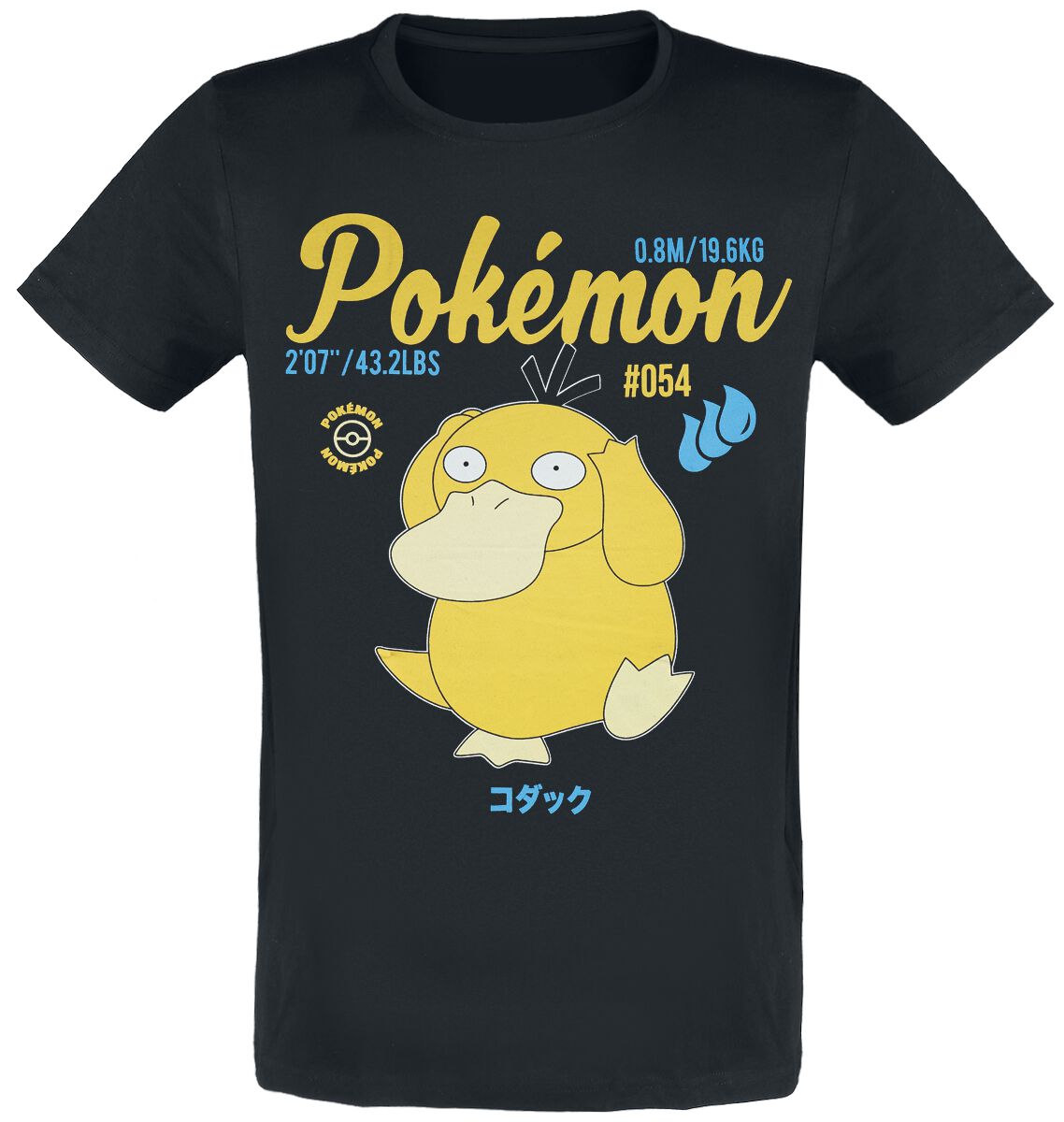 T-Shirt Manches courtes Gaming de Pokémon - Enton - Vintage - S à XXL - pour Homme - noir - Pokémon