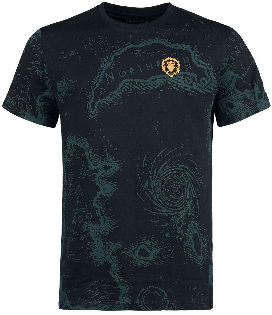 T-Shirt Manches courtes Gaming de World Of Warcraft - Azeroth Map - S à L - pour Homme - noir - World Of Warcraft