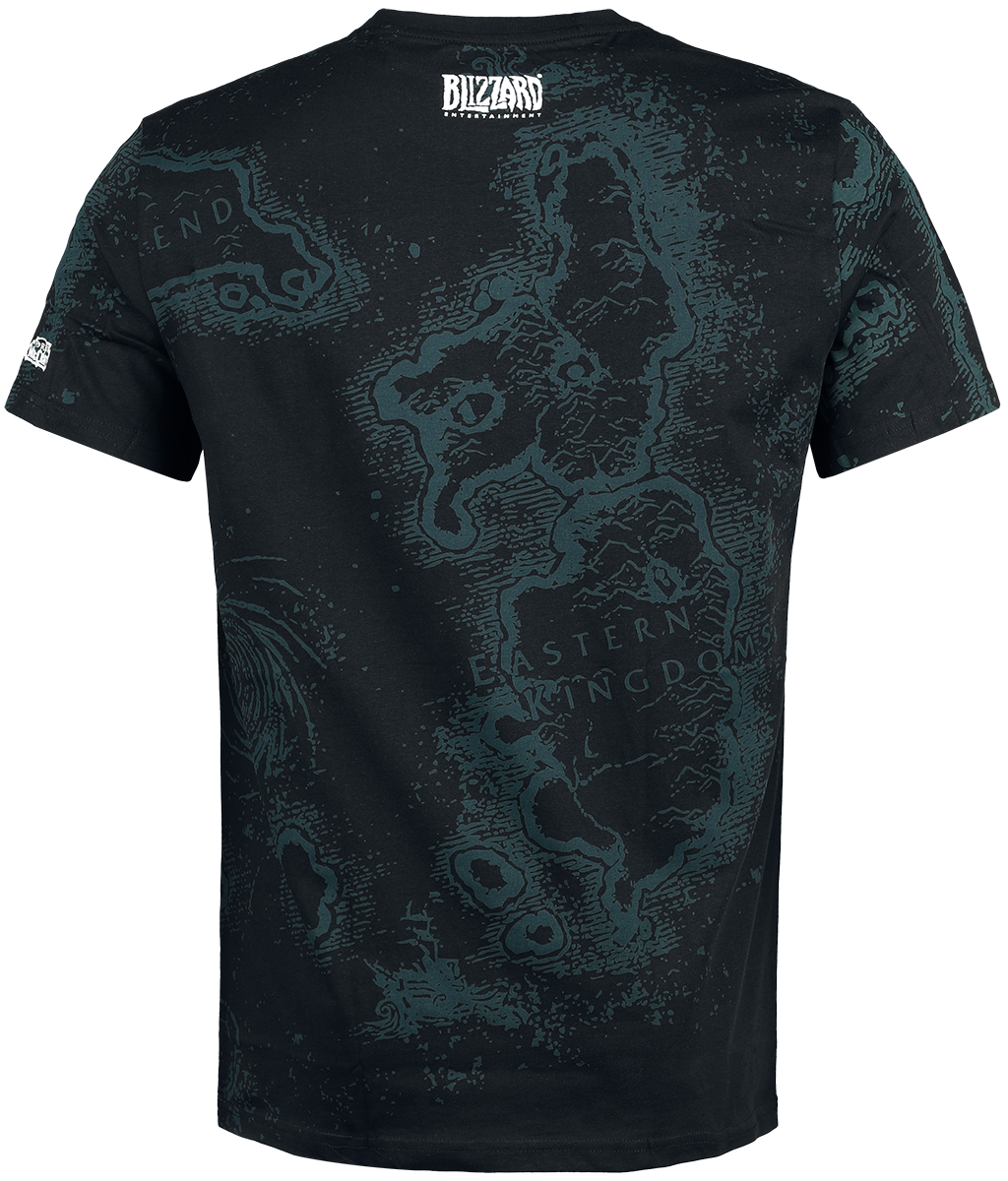 T-Shirt Manches courtes Gaming de World Of Warcraft - Azeroth Map - S à L - pour Homme - noir - World Of Warcraft - View 2